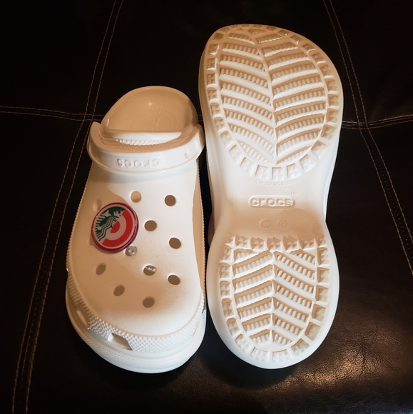 High Platform White Crocs with Handmade Charms included - Picture 1 of 3